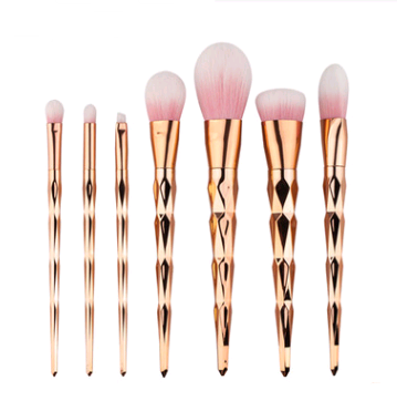7 Makeup Brushes Tools Diamond Brush Foundation - Pink