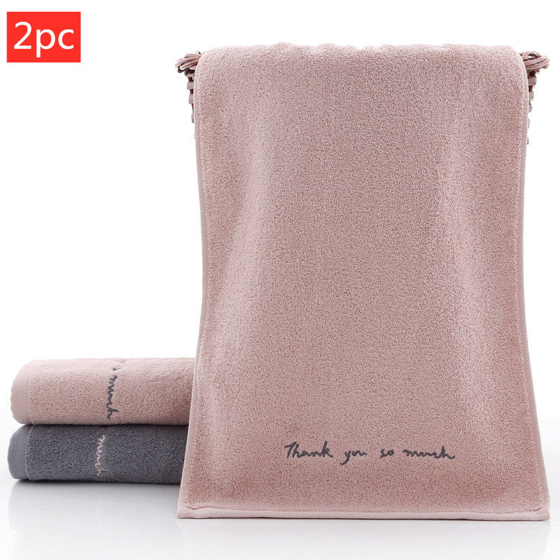 Absorbent Couple Towel Cotton Adult Face Wash - Romantic pink / 74x34CM / 2pcs