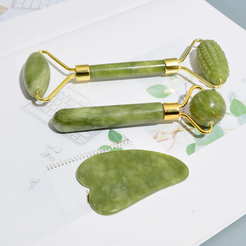 Jade Roller and Gua Sha 3-Piece Set