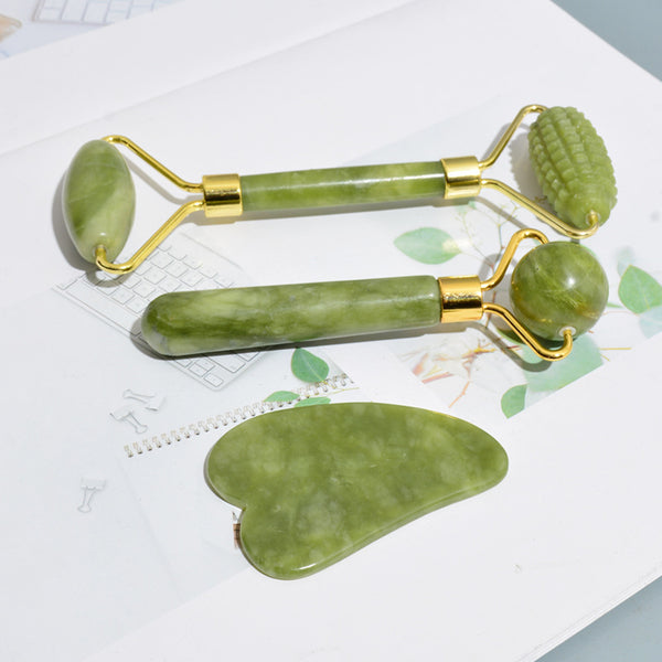 Jade Roller and Gua Sha 3-Piece Set