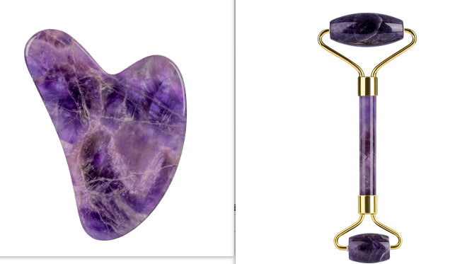 Amethyst Roller Set Heart Shaped Gua Sha Massager - Suit2.