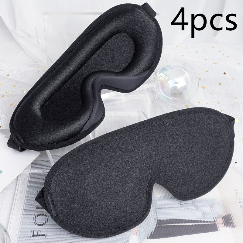 3D Sleeping Eye Mask Stereo Breathable Black Shading - Black / 4pcs
