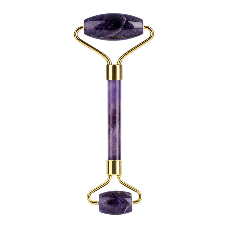Amethyst Roller Set Heart Shaped Gua Sha Massager - Amethyst Roller