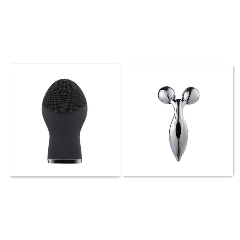 Beauty Instrument Face Washing Electric Silicone Brush - Black set