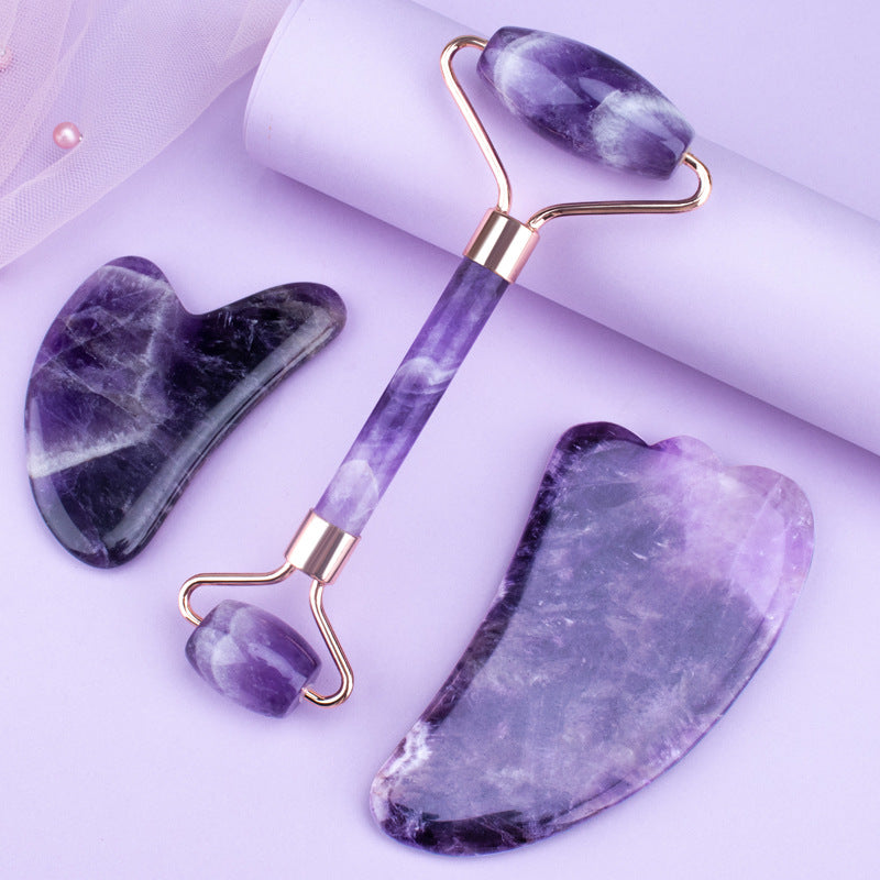 Amethyst Face Roller and Heart Gua Sha Set