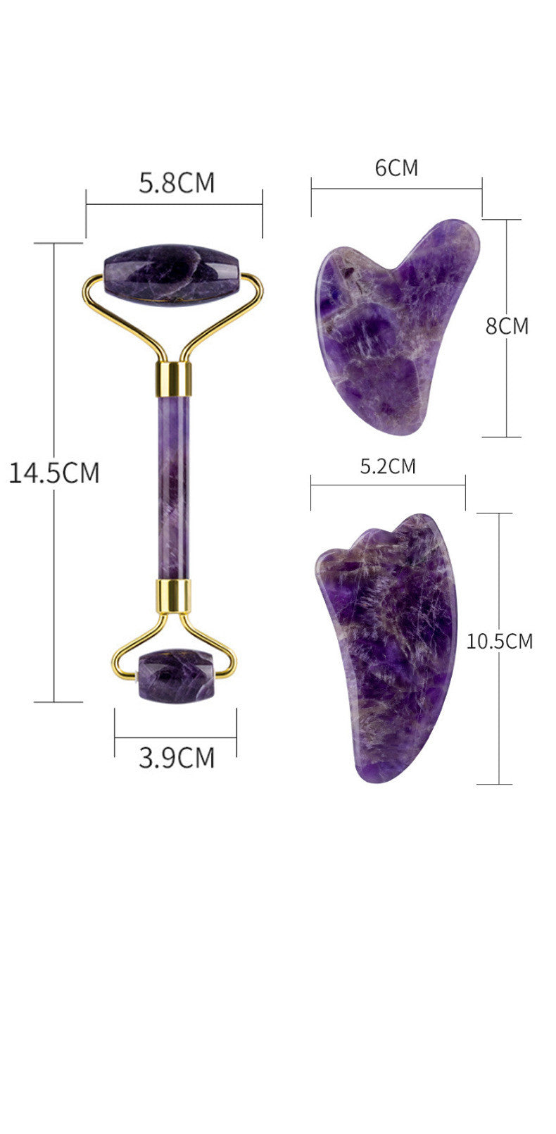 Amethyst Face Roller and Heart Gua Sha Set